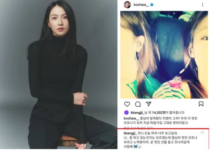 Kang Jiyoung left a comment on Goo Ha-ra’s SNS in the past